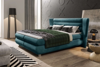 99rooms Tyson Boxspringbett 180x200 cm Webstoff TIAMA Blau Taschen-Federung