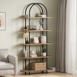 GarveeMore Bücherregal gewölbtes Bücherregal Standregal mit 5 Ebenen 80x30x180cm