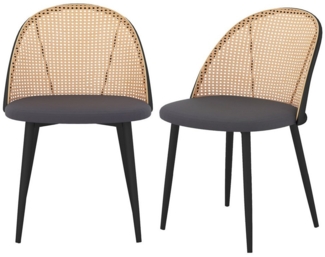 COSTWAY Esszimmerstuhl, 2er, 150 kg belastbar, mit simulierter Rattan