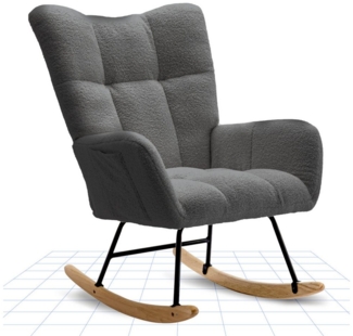 FLEXISPOT Schaukelstuhl mit Hoher Rückenlehne & Fußstütze, Relaxsessel, Schaukelsessel (Moderner Schwingsessel mit Holzkufen, mit Seitentasche), Gepolsterter Relaxsessel für Wohnzimmer & Schlafzimmer