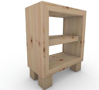 Nachttisch Nachtkommode Nachtkästchen ohne Rückwand mit Zwischenboden mit Füße ohne Türe Zirbe