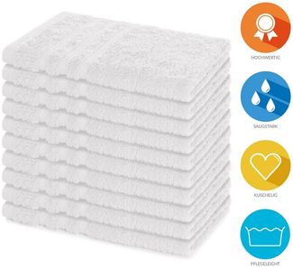 Lavea Gästehandtücher 30x50 cm, 10er Set Gästehandtuch, Elena-Frottee Handtuch, Gästetuch, (Set, 10-St), 500 g/m² Frottier, weich & saugstark, pflegeleicht