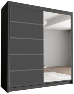 Sofnet Kleiderschrank Harry III (mit Spiegel, Schiebetüren und Kleiderstange) Schwebetürenschrank mit 2 Türen, Schiebetürenschrank - 180x215x58 cm