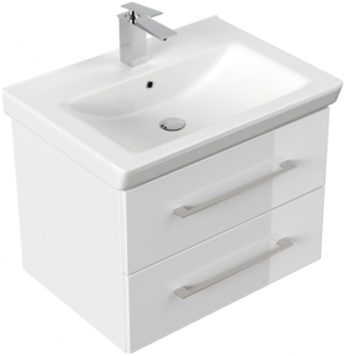 Badmöbel City 65cm mit V&B Subway 2.0 Waschbecken SoftClose weiß hochglanz : Weiss hochglanz