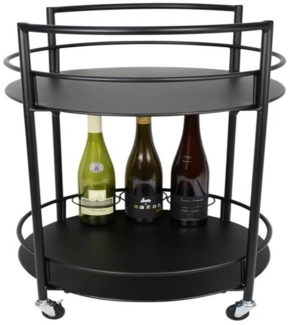 Home-trends24. de Servierwagen Barwagen Beistelltisch Metall Schwarz Flaschenhalter Rund