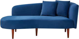 Chaiselongue Samtstoff blau rechtsseitig CHAUMONT