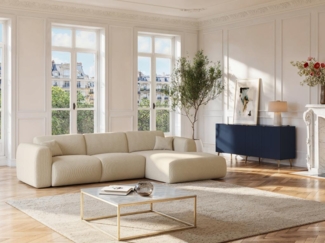 Vente-unique - Großes Ecksofa - Ecke rechts - Strukturstoff - Beige - POGNI von Maison Céphy