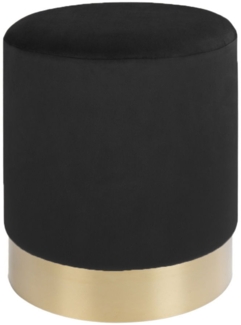 Pouf, Samt, schwarz, messingfarbener Sockel, ø34x43 cm, HN1207