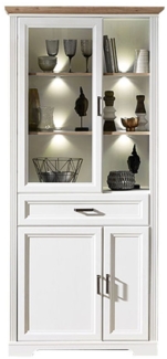 Vitrine Jena / Jasmin , Holzwerkstoff , Weiß , 93 x 204 x 42 cm