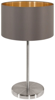 Eglo 31631 Tischlampe MASERLO Textil cappuccino, gold E27 1X60W H:42cm Ø23cm mit Kabelschalter