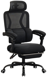 UEV Bürostuhl Ergonomisch mit Fußstütze mesh Dynamischer Lordosenstütze (Homeoffice Stuhl, Drehstuhl, Schreibtischstuhl), neigbar bis 135°, bis 150 kg belastbar, atmungsaktiver Stoff