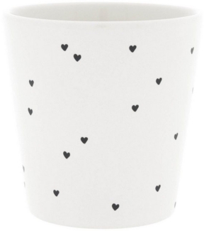 Bastion Collections Tasse Becher HEARTS weiß/schwarz, Ø 9x7.5 cm, Keramik
