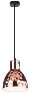 LED Pendelleuchte, roségold, Hammerschlag, H 100 cm