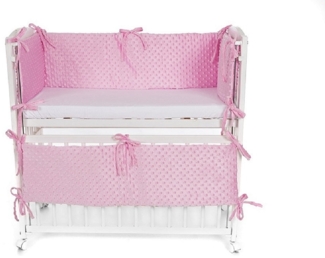 Baby Beistellbett Weiß mit Nestchen & Matratze – Komplettset-Rosa