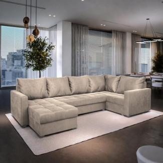 Masseno Ecksofa LORIVO mit Schlaffunktion U-Form, Sofa mit Bettkasten
