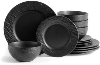 ECHTWERK Tafelservice "New Modern" (12-tlg), 4 Personen, Steinzeug, Modernes Geschirrset in Schiefer-Optik, hochwertige Stoneware