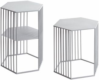 Satztisch >54192< (2-teilig) in grau (Coolgrey), Metall - 38 x 55 x 33 cm (BxHxT)