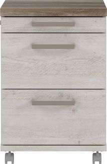 Rollcontainer >DURO< 3 Schübe, Pinie Weiss / Eiche Antik - 42,3x61,4x53cm (BxHxT)