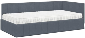 vidaXL Eckbettgestell mit Matratze Dunkelgrau 90 x 200 cm Samt 3393859