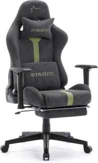 Gaming Stuhl Wildlederimitat Stoff Ergonomischer PC Gamer Fußstütze Grau-Grün