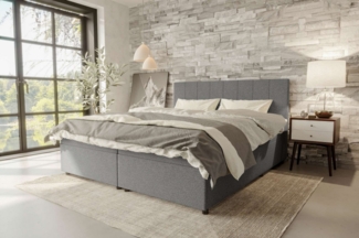 99rooms Boxspringbett Kira (Schlafzimmerbett, Bett), 140/160/180/200x200 cm, Strukturstoff NEVE, mit Topper, Frontauszüge