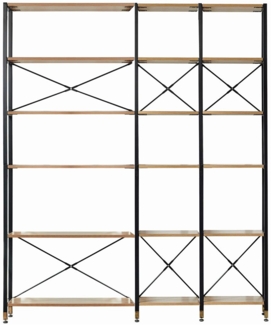 Regal-Set 30 x 170 x 210 cm Metall MDF mit Akazie-Dekor Schwarz Natur