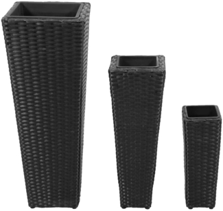 vidaXL Garten-Hochbeet 3-tlg. Poly Rattan Schwarz 40534