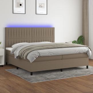 Boxspringbett mit Matratze & LED Stoff Taupe 200x200 cm, Härtegrad: H2 [3135065]