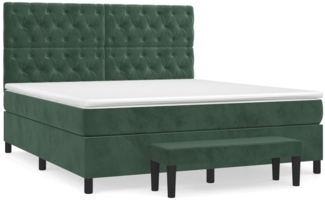 vidaXL Boxspringbett mit Matratze Dunkelgrün 160x200 cm Samt 3138034