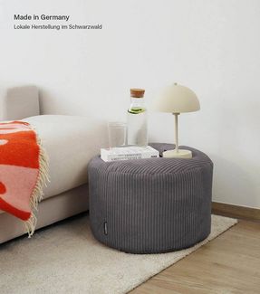mokebo Pouf Der faule Lenz (aus Cordstoff), Sitzhocker XL, Bodenkissen, Fußhocker, Hocker, Sitzkissen in Anthrazit