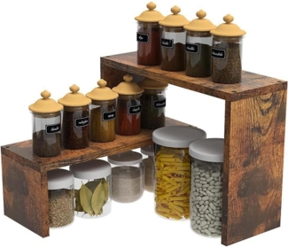 VEDECASA 2-stufiges stapelbares rustikales Ecke Gewürzregal Shelf