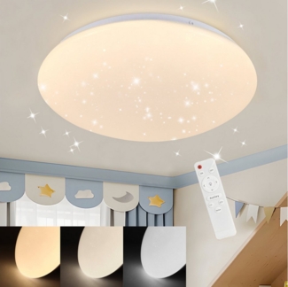 Nettlife LED Deckenleuchte Sternenhimmel Dimmbar mit Fernbedienung 28CM 37W Deckenbeleuchtung, LED fest integriert, Warmweiß, Neutralweiß, Kaltweiß, für Schlafzimmer Flur Kinderzimmer Küche Flur Wohnzimmer