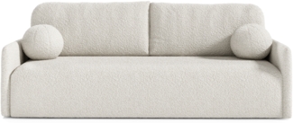 Selsey 'Glove' Sofa mit Schlaffunktion, Stauraum und Bouclé-Bezug, creme, ca. 95 x 206 x 87 cm