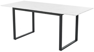 OKWISH Esstisch Essgruppe,Esstisch mit Stühlen Set, Moderner Küchentisch Set (Teleskoptisch 140/180 x 80 x 75 cm – Weißes MDF mit Marmoroptik, Ausziehbar & Belastbar bis 60kg, Flexibel für Home & Büro, Robustes Metallgestell, Ideal für Familien & Bürogebrau...