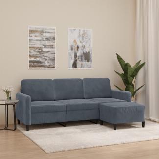 vidaXL 3-Sitzer-Sofa mit Hocker Dunkelgrau 180 cm Samt 3201175