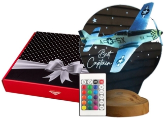 Geschenkelampe LED Nachttischlampe Flugzeug 3D farbiges Nachtlicht Geschenk für Reiseliebhaber, Jungen, Leuchte 7 Farben fest integriert, Geburtstagsgeschenk für Kinder, Babys