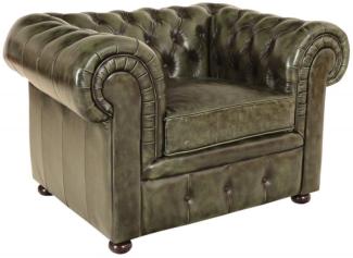 Einsitzer-Sofa Chesterfield Comfort aus echtem Rindsleder Green