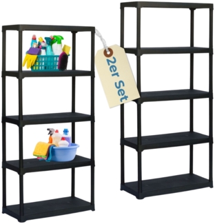 2x Steckregal Kunststoff Standregal Vorratsregal Haushaltsregal Regal Abstellkammer Vorratskammer Keller Lager 5 Böden 80 x 40 x 176 cm