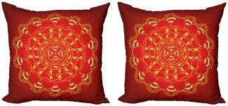 Abakuhaus Kissenbezüge Modern Accent Doppelseitiger Digitaldruck, (2 Stück), Red Mandala Aufwändige Kunst