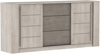 Lowboard >Antibes< in Eiche Champagner/ Beton Beige - 206x94x45cm (BxHxT)