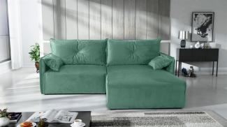 Ecksofa mit Schlaffunktion HUNTER XS in Stoff Royal Mintgrün Ottomane Rechts