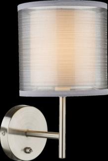 Globo Wandleuchte Theo, Metall nickel matt, Textil grau