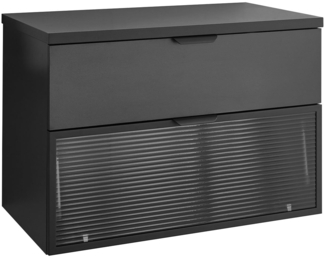 Waschbeckenunterschrank Dark / Diosa, Glas, Holzwerkstoff, Schwarz, 80 x 55 x 46 cm