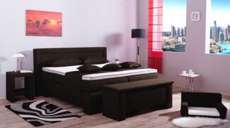 Meisterbetten Boxspringbett Rico 240x200 in W-Dark Brown, Matratzenbezug Nano, Komfortschaum-Topper