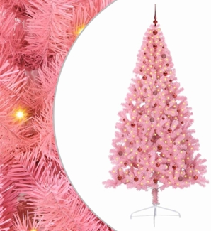 vidaXL Künstlicher vorbeleuchteter Weihnachtsbaum Rosa 240 cm PVC 3397102