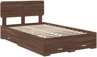 vidaXL Bettrahmen Braun Eichen-Optik 135x190 cm Holzwerkstoff 3412388