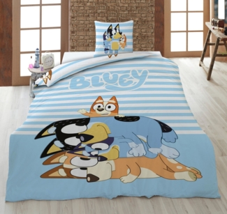 AY!Max Kinderbettwäsche BLUEY Wende Bettwäsche Set 2tlg 135 x 200 cm 100% Baumwolle