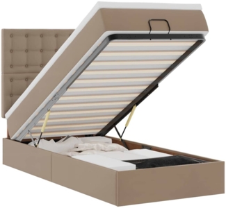 vidaXL Ottoman-Bett mit Matratze Cappuccino-Braun 90x190 cm Kunstleder 3312980