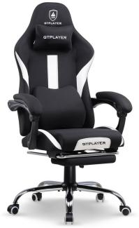 GTPLAYER Gaming-Stuhl Ergonomischer Gaming Sessel Schreibtischstuhl Gamer Stuhl aus Stoff, Federsitzkissen mit Fußstütze