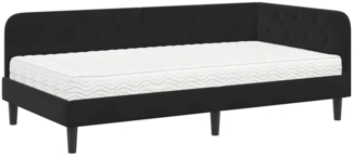 vidaXL Eckbettgestell mit Matratze Schwarz 90 x 200 cm Samt 3394159